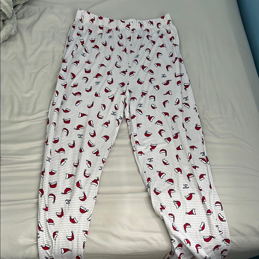 Life Is Good White Pajama Pants with Red and Black Design